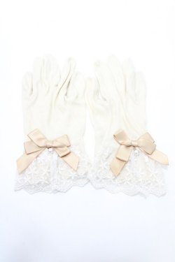 画像1: axes femme / レース×リボン使いUV手袋  生成り Y-25-09-14-017-AX-ZA-SZ-ZY