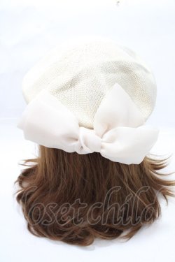 画像2: axes femme / オーガンジーリボンベレー 57.5 生成り Y-25-09-14-021-AX-AC-SZ-ZY