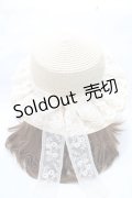 axes femme / レースリボンフリルカンカン帽  生成り Y-25-09-14-022-AX-AC-SZ-ZY