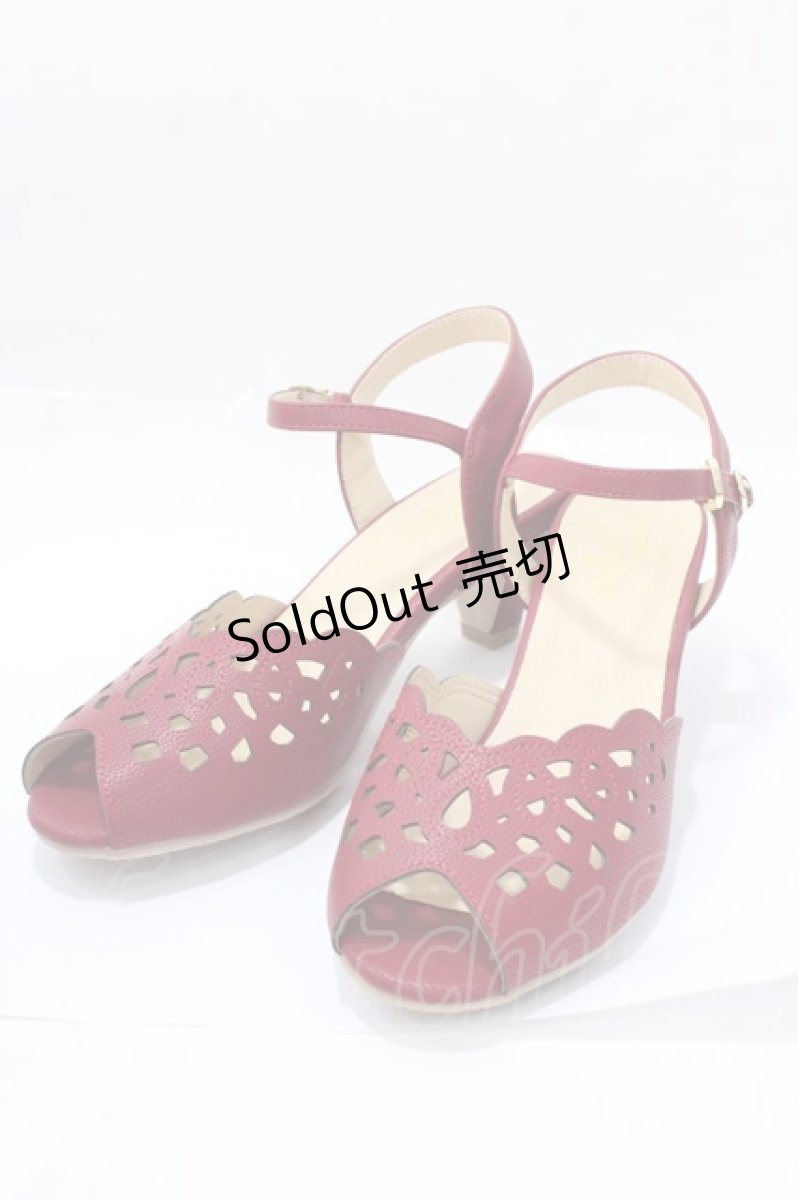 画像1: 【SALE】an another angelus / レースカットワークサンダル L レッド Y-25-09-14-037-CA-SH-SZ-ZTK017 (1)