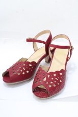 画像1: 【SALE】an another angelus / レースカットワークサンダル L レッド Y-25-09-14-037-CA-SH-SZ-ZTK017 (1)
