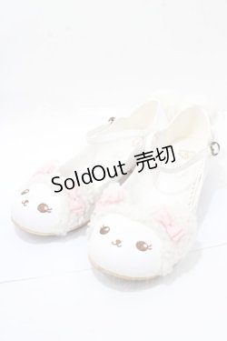 画像1: BABY,THE STARS SHINE BRIGHT / くまくみゃちゃんシューズ L 白×ピンク Y-25-09-14-038-BA-SH-SZ-ZY