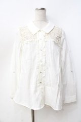 axes femme / 肩レース使いシャツ  生成り Y-25-09-16-031-AX-BL-SZ-ZI