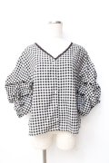 axes femme / 袖コンシャスブラウス  黒 Y-25-09-16-034-AX-BL-SZ-ZY