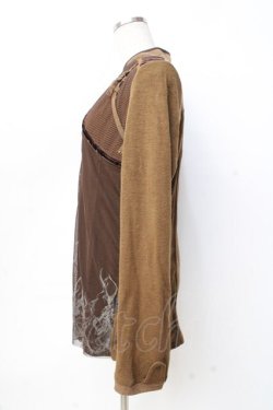 画像2: Ozz conte / メッシュ重ねニット  ブラウス Y-25-09-16-041-OO-TO-SZ-ZY