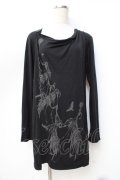 BPN FOR MEN / プリント入りレイヤード風ロングトップス M 黒 Y-25-09-16-043-GO-TO-SZ-ZY