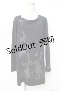 BPN FOR MEN / プリント入りレイヤード風ロングトップス M 黒 Y-25-09-16-043-GO-TO-SZ-ZY