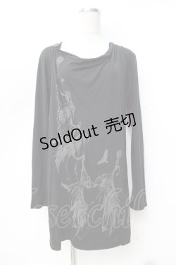 画像1: BPN FOR MEN / プリント入りレイヤード風ロングトップス M 黒 Y-25-09-16-043-GO-TO-SZ-ZY