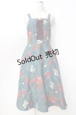 画像1: axes femme / バスケットブーケ柄ジャンスカ  グリーン Y-25-09-16-052-AX-OP-SZ-ZY