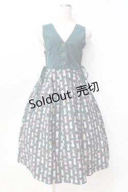 画像1: axes femme POETIQUE / アリス 鍵穴柄ジャンスカ  グリーン Y-25-09-16-060-AX-OP-SZ-ZI