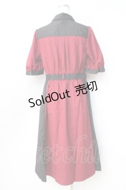 画像2: axes femme / バイカラーシャツワンピース  ワイン Y-25-09-16-064-AX-OP-SZ-ZY