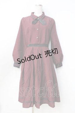 画像1: axes femme / タイ付ワンピース  ワイン Y-25-09-16-069-AX-OP-SZ-ZY