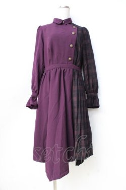 画像1: axes femme POETIQUE / バイカラーアシメデザインワンピース  パープル Y-25-09-16-070-AX-OP-SZ-ZY