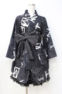 Amilige / MELT Bear総柄浴衣 F 黒 Y-25-09-16-074-PU-OP-SZ-ZT405