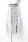 axes femme / Ｗスコッチ釦レイヤード風スカート  グレー Y-25-09-16-075-AX-SK-SZ-ZY