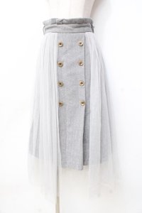 axes femme / Ｗスコッチ釦レイヤード風スカート  グレー Y-25-09-16-075-AX-SK-SZ-ZI