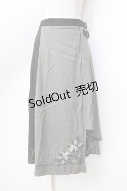 画像1: axes femme / 刺繍入バイカラーアシメスカート  グリーン Y-25-09-16-080-AX-SK-SZ-ZY