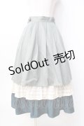 axes femme POETIQUE / 異素材ティアードフリルスカート  グリーン Y-25-09-16-084-AX-SK-SZ-ZY