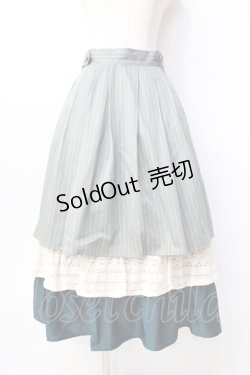 画像1: axes femme POETIQUE / 異素材ティアードフリルスカート  グリーン Y-25-09-16-084-AX-SK-SZ-ZY