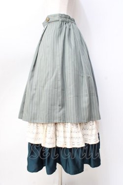 画像2: axes femme POETIQUE / 異素材ティアードフリルスカート  グリーン Y-25-09-16-084-AX-SK-SZ-ZY