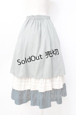 画像3: axes femme POETIQUE / 異素材ティアードフリルスカート  グリーン Y-25-09-16-084-AX-SK-SZ-ZY