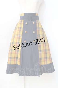 画像1: axes femme / 柄切替ミディスカート  紺 Y-25-09-16-085-AX-SK-SZ-ZI