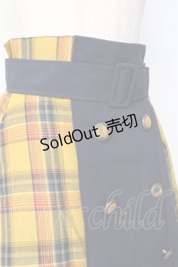 画像4: axes femme / 柄切替ミディスカート  紺 Y-25-09-16-085-AX-SK-SZ-ZI