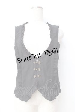 画像1: axes femme / アンティーク風フック釦ベスト  黒 Y-25-09-16-012-AX-TO-SZ-ZY