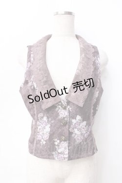 画像1: axes femme / グランブーケ柄レース襟ベスト  ブラウン Y-25-09-16-013-AX-TO-SZ-ZY