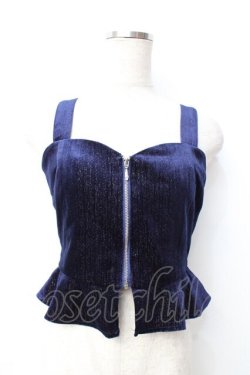 画像1: axes femme / グリッターベロアビスチェ  紺 Y-25-09-16-014-AX-TO-SZ-ZY