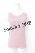 axes femme / 薔薇レース使いリブタンク  コイピンク Y-25-09-16-016-AX-TO-SZ-ZY