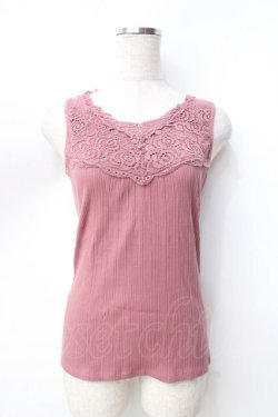 画像1: axes femme / 薔薇レース使いリブタンク  コイピンク Y-25-09-16-016-AX-TO-SZ-ZY