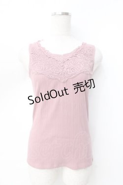 画像1: axes femme / 薔薇レース使いリブタンク  コイピンク Y-25-09-16-016-AX-TO-SZ-ZY