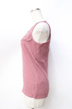 画像2: axes femme / 薔薇レース使いリブタンク  コイピンク Y-25-09-16-016-AX-TO-SZ-ZY