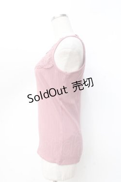 画像2: axes femme / 薔薇レース使いリブタンク  コイピンク Y-25-09-16-016-AX-TO-SZ-ZY