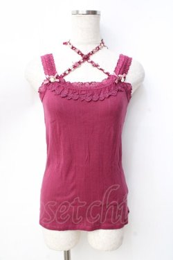 画像1: axes femme / ホルター付きガーデンキャミ  ワイン Y-25-09-16-017-AX-TO-SZ-ZY
