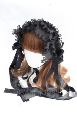 画像1: Luxmira / プリーツレースのヘッドドレス”Femme fatale”  黒 Y-25-09-16-003-GO-AC-HR-ZY