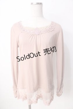 画像1: axes femme / レースデザインカットソー  ピンク Y-25-09-22-041-AX-TO-SZ-ZY