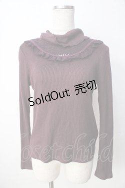 画像1: axes femme / レース切り替えテレコニットソー  パープル Y-25-09-22-043-AX-TO-SZ-ZY