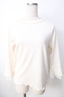 画像1: axes femme / レース重ね袖メローリブプルオーバー F 生成り Y-25-09-22-049-AX-TO-SZ-ZY