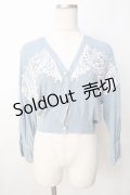 axes femme / モチーフレースショートカーデ M サックス Y-25-09-22-051-AX-TO-SZ-ZI
