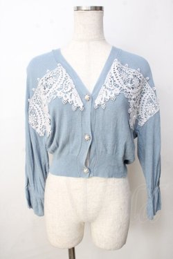 画像1: axes femme / モチーフレースショートカーデ M サックス Y-25-09-22-051-AX-TO-SZ-ZY