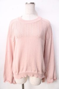 axes femme POETIQUE / 透かし編みニット  ピンク Y-25-09-22-053-AX-TO-SZ-ZI