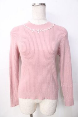 画像1: axes femme / パールビジューニット  ピンク Y-25-09-22-054-AX-TO-SZ-ZY