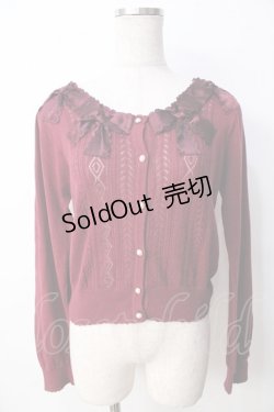 画像1: axes femme POETIQUE / ヒートカットリボン使いカーディガン  ワイン Y-25-09-22-056-AX-TO-SZ-ZY