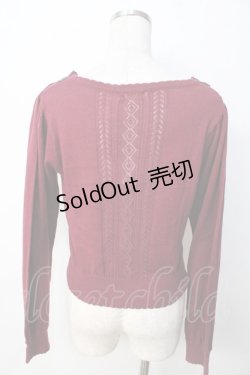 画像2: axes femme POETIQUE / ヒートカットリボン使いカーディガン  ワイン Y-25-09-22-056-AX-TO-SZ-ZY