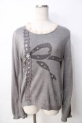 axes femme / ラッピングリボンデザインニット  グレー Y-25-09-22-059-AX-TO-SZ-ZI