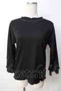 axes femme / レース重ね袖メローリブプルオーバー F 黒 Y-25-09-22-065-AX-TO-SZ-ZI