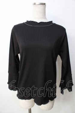 画像1: axes femme / レース重ね袖メローリブプルオーバー F 黒 Y-25-09-22-065-AX-TO-SZ-ZY