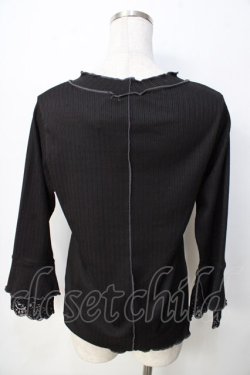 画像2: axes femme / レース重ね袖メローリブプルオーバー F 黒 Y-25-09-22-065-AX-TO-SZ-ZY